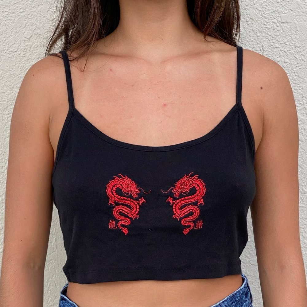 Urban Outfitters Dragon Embroidered Tank Top
